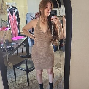 Wild Fable Tan Ribbed Backless Dress